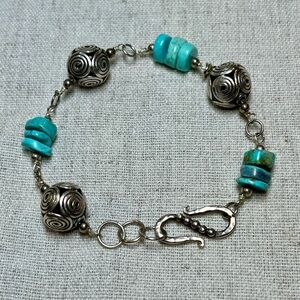 Handmade Turquoise & Bali Sterling Silver Bracelet